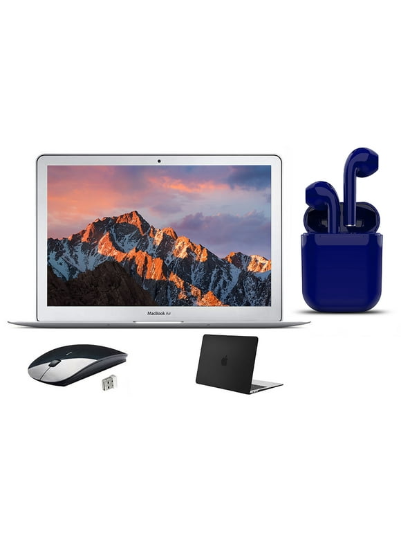 Restored | Apple MacBook Air | 13.3-inch | 128GB SSD | 4GB RAM | MacOS | Bundle: USA Essentials Bluetooth/Wireless Airbuds, Black Case, Wireless Mouse By Certified 2 Day Express