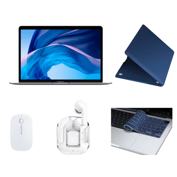 Restored Apple MacBook Air 13" Laptop Bundle – Intel Core i3, 8GB RAM, 128GB SSD – Includes Charger, Case, Mouse, Keyboard Cover, & Earbuds