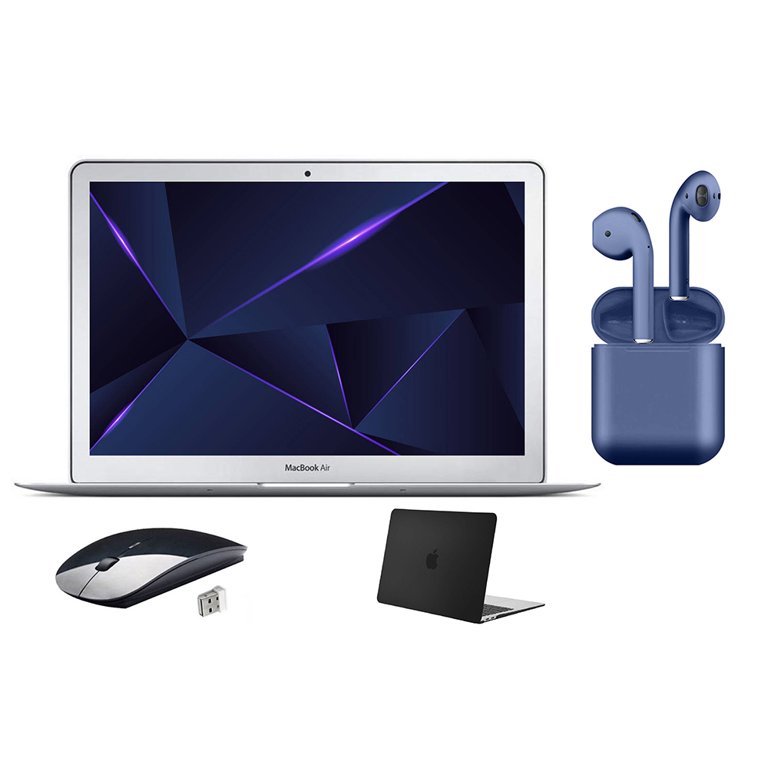 Restored Apple MacBook Air (2017) 13.3-inch Intel Core i5 8GB Ram Mac Os 128GB SSD Bundle: Black Case, Wireless Mouse, Bluetooth/Wireless Airbuds by