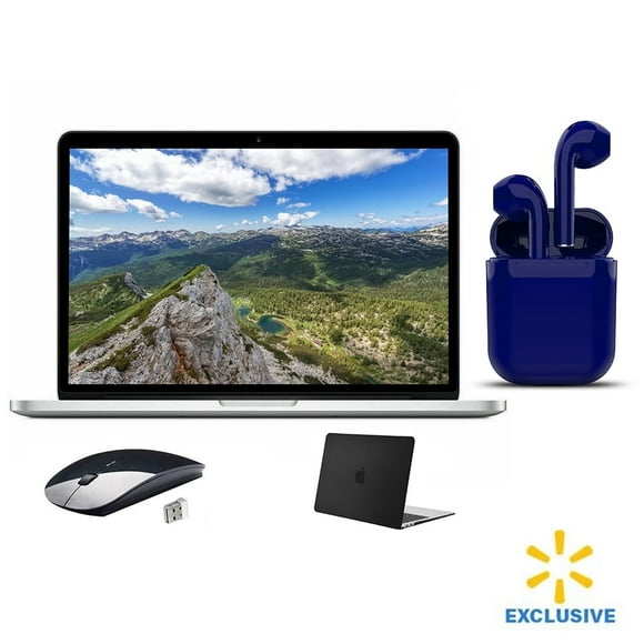 Restored Apple MacBook Pro 13.3-inch 2.7/2.9GHz Intel Core i5 8GB RAM 128GB SSD Bundle: USA Essentials Bluetooth/Wireless Airbuds, Black Case, Wireless Mouse By Certified 2 Day Express (Refurbished)