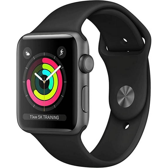 Restored Apple Watch 3 (GPS) 42mm Space Gray Aluminum Case with Gray Sport Band (Refurbished)