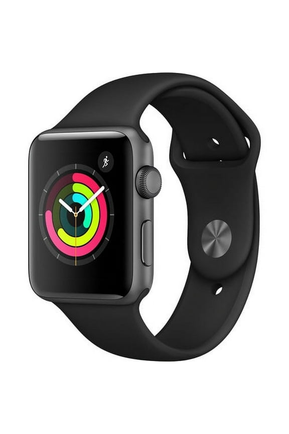 Restored Apple Watch Gen 3 Series 3 42mm Space Gray Aluminum - Black Sport Band MQL12LL/A (Refurbished)