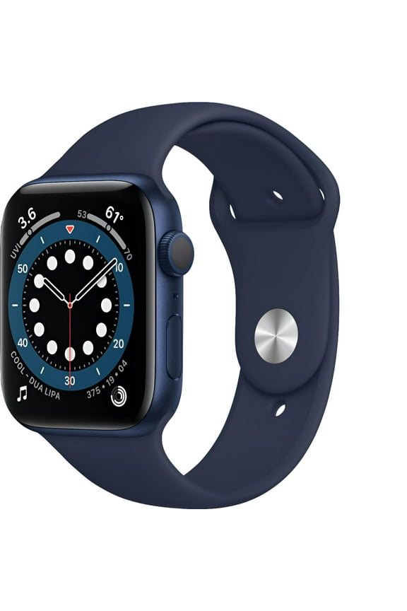 Restored Apple Watch Series 6 (GPS, 44mm) - Blue Aluminum Case - Deep Navy Sport Band (Refurbished)