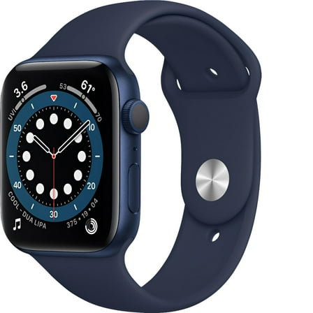 Restored Apple Watch Series 6 (GPS, 44mm) - Blue Aluminum Case - Deep Navy Sport Band (Refurbished)