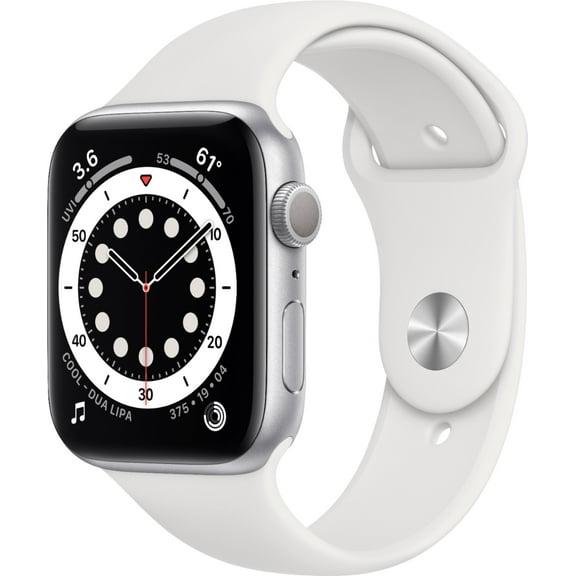 Restored Apple Watch Series 6 (GPS, 44mm) - Silver Aluminum Case - White Sport Band (Refurbished)