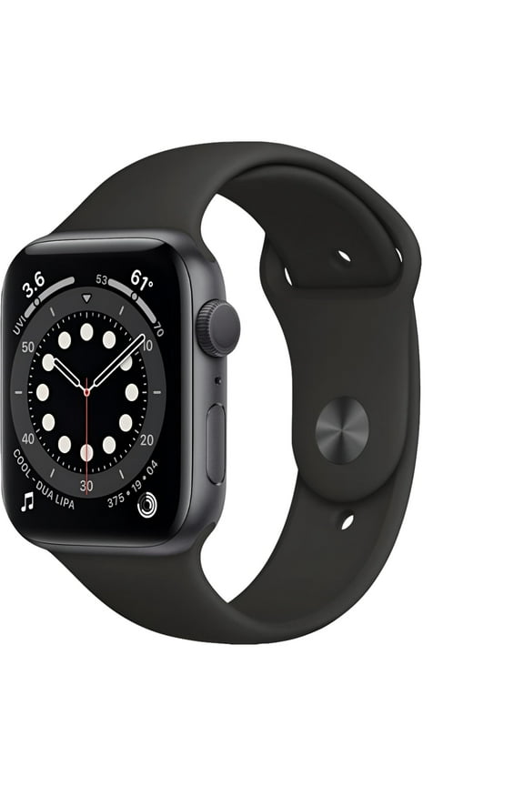 Restored Apple Watch Gen 6 Series 6 44mm Space Gray Aluminum - Black Sport Band M00H3VC/A (Refurbished)