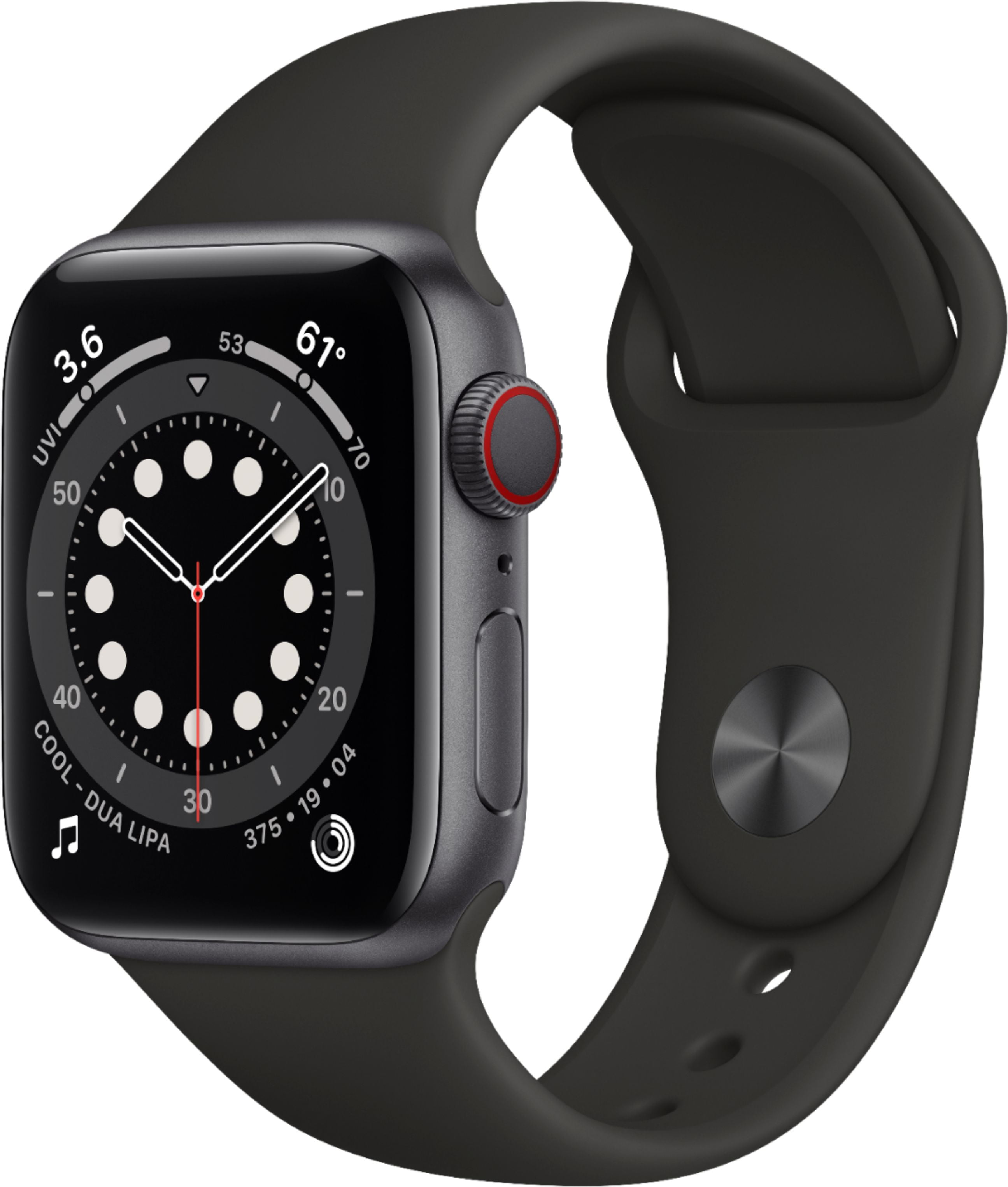 Restored Apple Watch Gen 6 Series 6 Cell 40mm Space Gray Aluminum - Black Sport Band M02Q3LL/A (Refurbished)