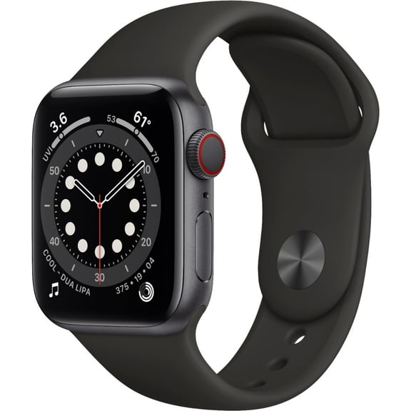 Restored Apple Watch Gen 6 Series 6 Cell 40mm Space Gray Aluminum - Black Sport Band M02Q3LL/A (Refurbished)