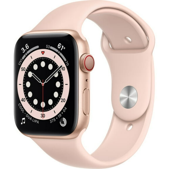Restored Apple Watch Gen 6 Series 6 Cell 44mm Gold Aluminum - Pink Sand Sport Band M07G3LL/A (Refurbished)