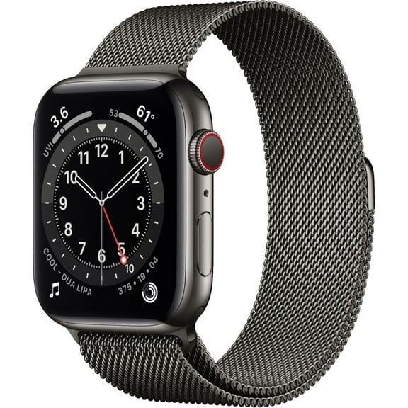 Restored Apple Watch Gen 6 Series 6 Cell 44mm Graphite Stainless Steel - Graphite Milanese Loop M07R3LL/A (Refurbished)