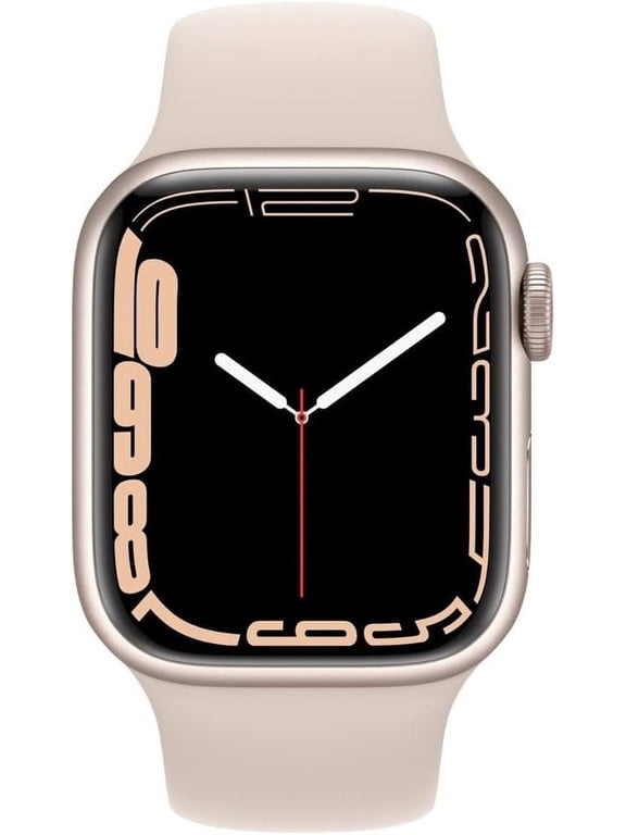 Restored Apple Watch Series 7 45mm Starlight Aluminum Smart Watch with Starlight Sport Band, 18 Hour Battery Life