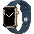 thumbnail image 1 of Restored Apple Watch Series 7 (GPS, 45mm) - Gold Stainless Steel Case - Abyss Blue Sport Band (Refurbished), 1 of 2