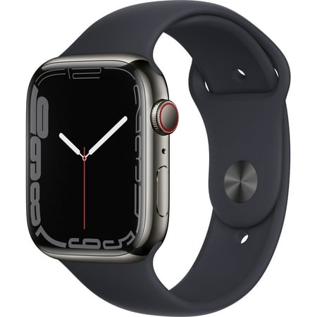Restored Apple Watch Series 7 (GPS, 45mm) - Graphite Stainless Steel Case - Black Sport Band (Refurbished)