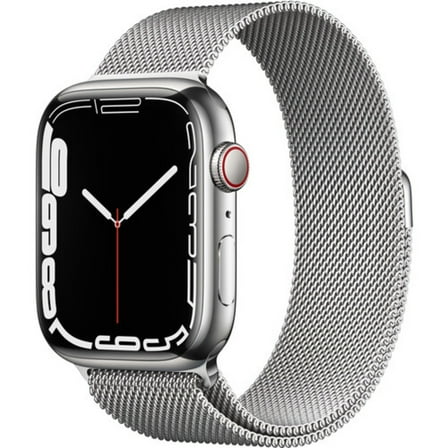 Restored Apple Watch Gen 7 Series 7 (GPS)   Cellular 45mm Silver Stainless Steel Case with Silver Milanese Loop Band (Refurbished)