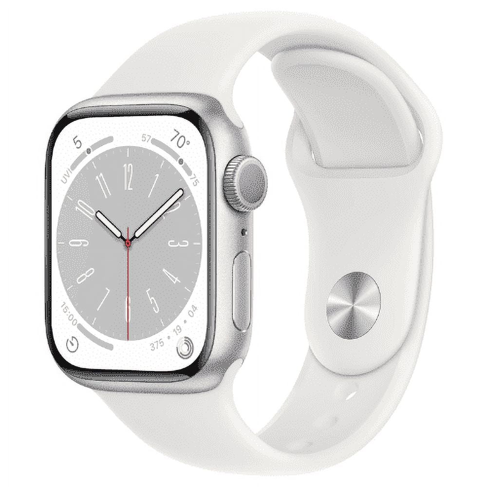 Restored Apple Watch Gen 8 Series 8 (GPS) 41mm Silver Aluminum Case with White Sport Band (Refurbished)