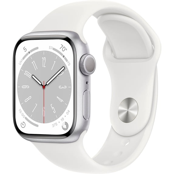 Restored Apple Watch Series 8 41mm Silver Aluminum - White Sport Band MP6M3LL/A, 1