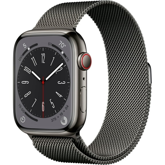 Restored Apple Watch Gen 8 Series 8 Cell 45mm Graphite Stainless Steel - Graphite Milanese Loop MNKW3LL/A (Refurbished)