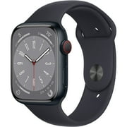 Restored Apple, Watch Series 8, GPS + Cellular, Midnight Aluminum, Smart Watch, with Sport Band, 18 Hour Battery Life, 6 Grams, Midnight/45mm, 1