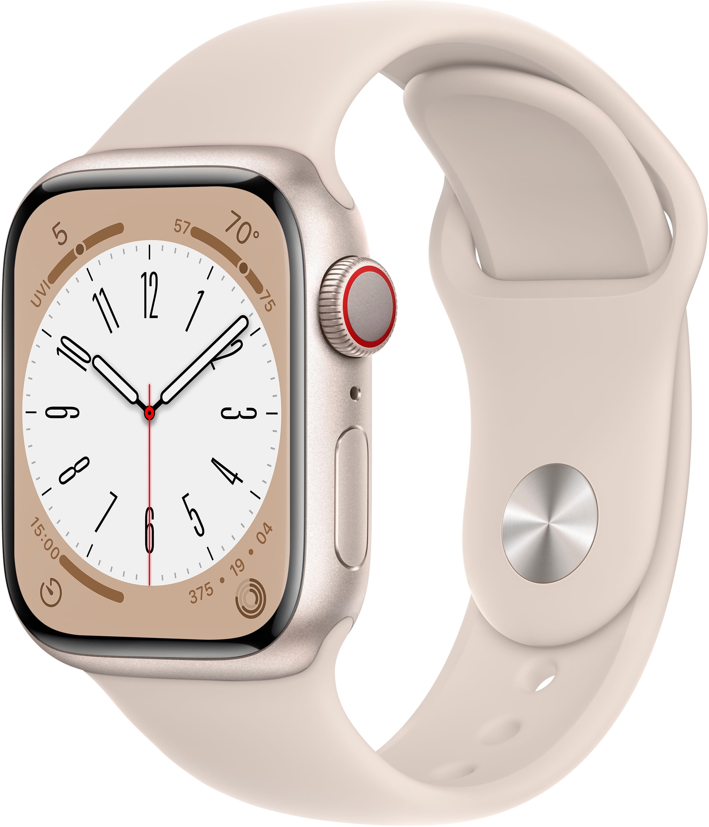 Restored Apple Watch Gen 8 Series 8 Cell 45mm Starlight Aluminum - Starlight Sport Band MNVQ3LL/A (Refurbished)