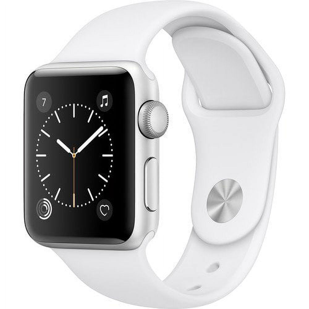 Restored Apple Watch Generation 1 38MM Smart Watch in Silver with White Silicone Band Refurbished