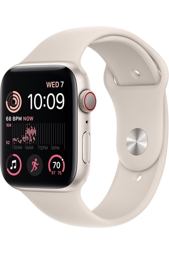 Pre-Owned Apple Watch SE 2nd Gen 44mm GPS + Cellular Starlight Aluminum Case - Starlight Sport Band M/L Good