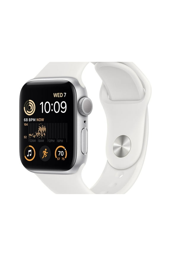 Restored Apple Watch SE (2nd Gen) GPS 40mm Silver Aluminum Case with White Sport Band - S/M (Refurbished)