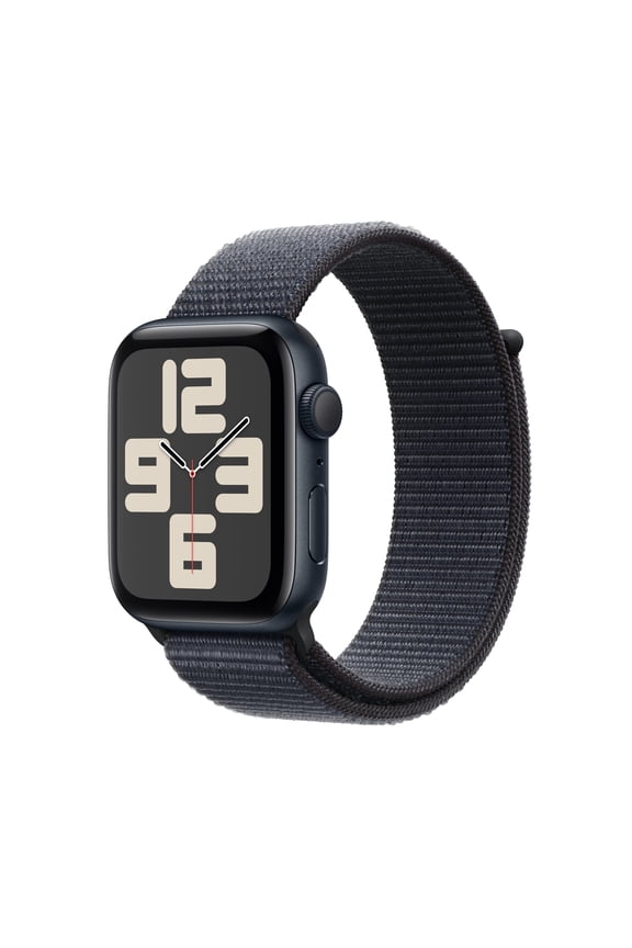Restored Apple Watch SE (2nd Gen) [GPS 44mm] Smartwatch with Midnight Aluminum Case Ink Sport Loop One Size Fitness and Sleep Trackers Crash Detection Heart Rate Monitor Carbon Neutral
