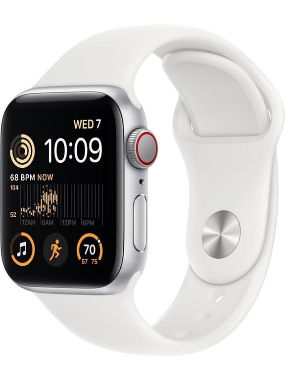 Restored Apple Watch SE (2nd Gen) GPS + Cellular 40mm Silver Aluminum Case with White Sport Band - S/M