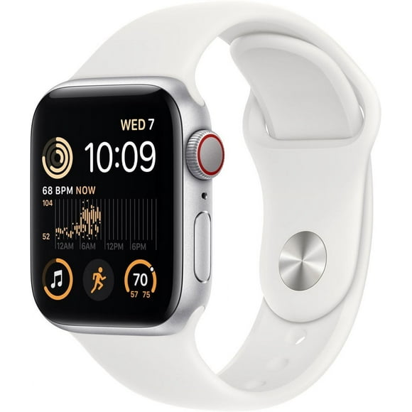Restored Apple Watch SE (2nd Gen) GPS + Cellular 40mm Silver Aluminum Case with White Sport Band - S/M (Refurbished)
