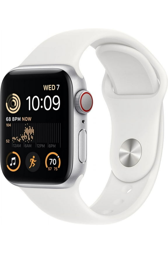 Restored Apple Watch SE (2nd Gen) GPS + Cellular 40mm Silver Aluminum Case with White Sport Band - S/M (Refurbished)