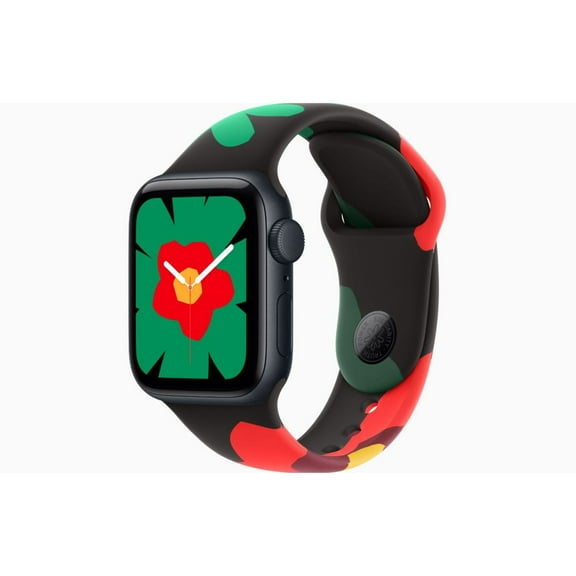 Restored Apple Watch SE 3 - GPS - 44MM Midnight Aluminum Case with Unity Bloom Sport Band - S/M