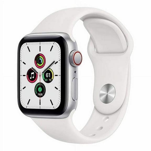 Restored Apple Watch SE 40mm GPS Cellular Aluminum Silver Case White Sport Band Smartwatch (Refurbished)