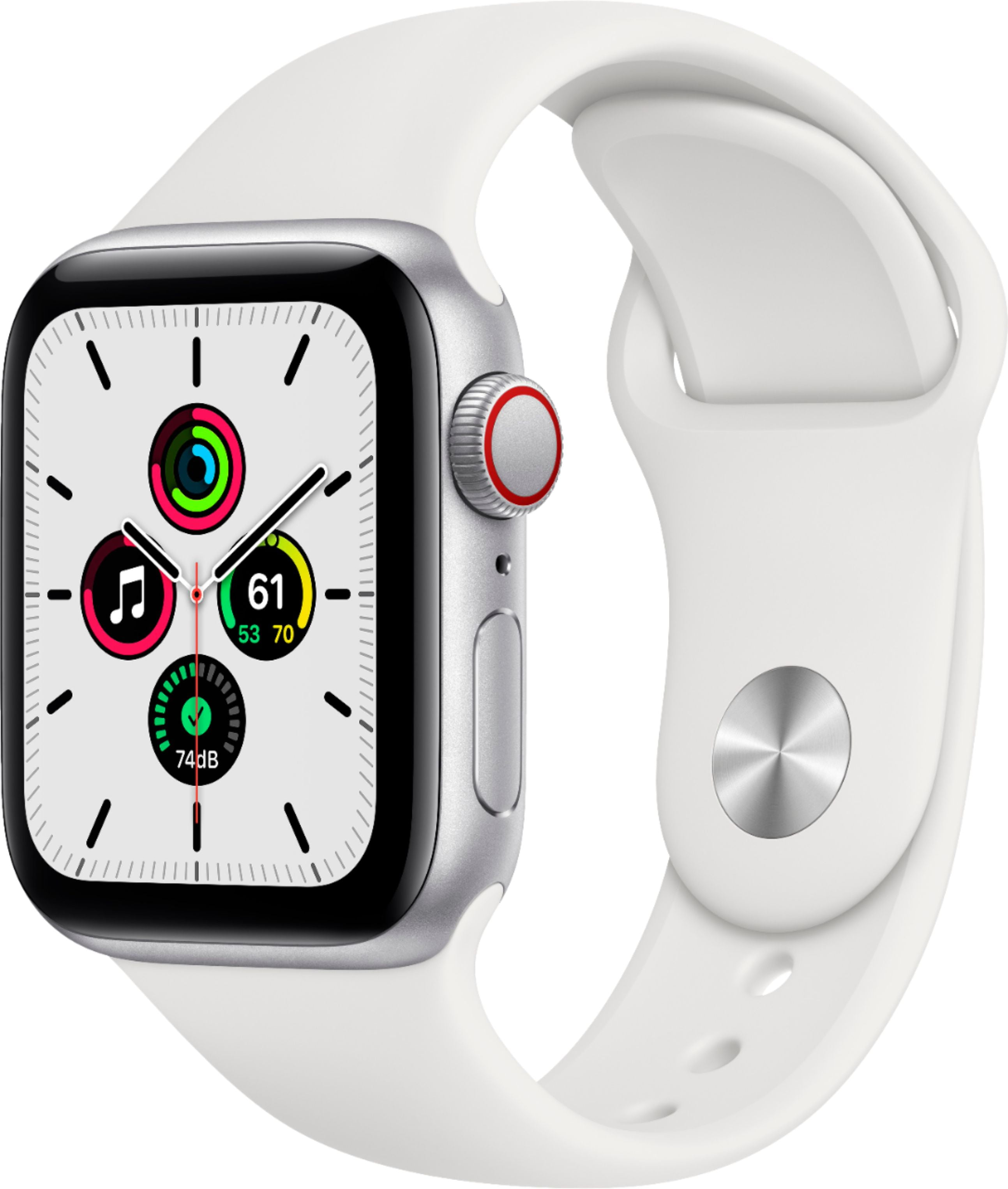 Restored Apple Watch SE (GPS+Cellular, 40mm) - Silver Aluminum Case - Sport Band (Refurbished)