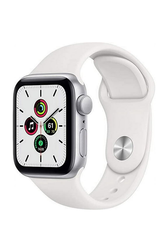 Restored Apple Watch SE 44mm Silver Aluminum - White Sport Band MYDQ2LL/A (Refurbished)