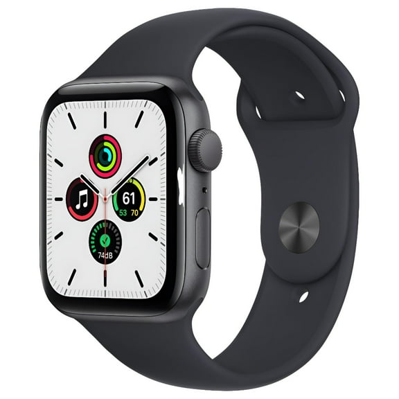 Restored Apple Watch SE 44mm Space Gray Aluminum Case with Midnight Blue Sport Band (Refurbished)