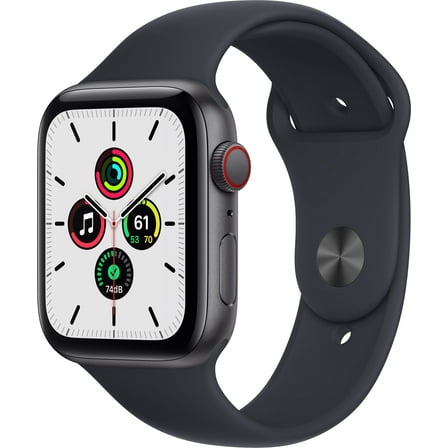 Restored Apple Watch SE Cell 44mm Space Gray Aluminum - Midnight Sport Band MKRR3LL/A (Refurbished)