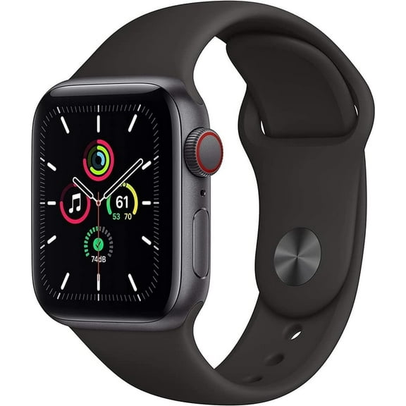 Restored Apple Watch SE GPS   Cellular, 44mm Space Gray Aluminum Case with Black Sport Band - Regular (Refurbished)