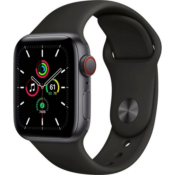 Restored Apple Watch SE (GPS+Cellular, 40mm) - Aluminum Case Space Gray - Black Sport Band (Refurbished)