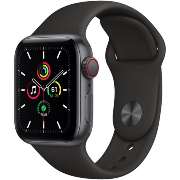 Restored Apple Watch SE (GPS+Cellular, 40mm) - Aluminum Case Space Gray - Black Sport Band (Refurbished)