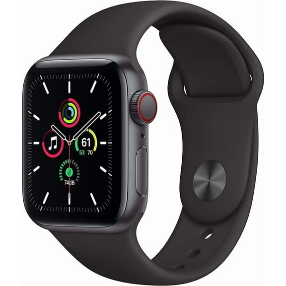 Restored Apple Watch SE (GPS/LTE, 40mm) Space Gray Case + Black Sport Band (Refurbished)