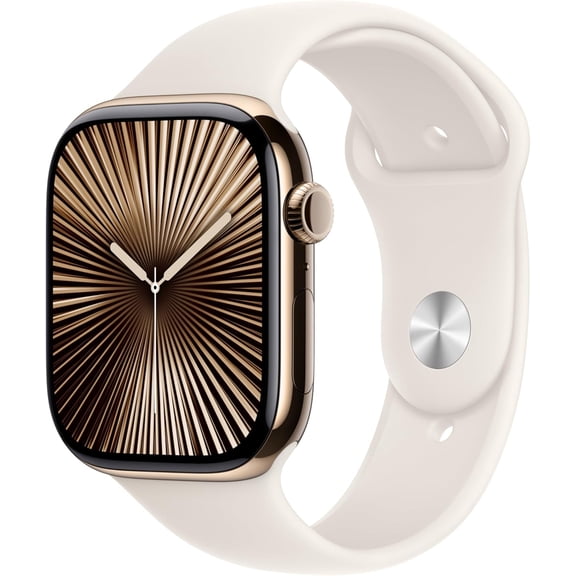 Pre-Owned Apple Watch Series 10 42mm Gold Titanium Sport Band GPS + Cellular - Starlight