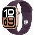 thumbnail image 1 of Restored Apple Watch Series 10 (GPS, 42mm) Rose Gold Aluminum Case with Plum Sport Loop, 1 of 5