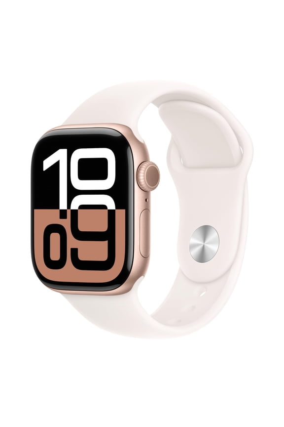 Restored Apple Watch Series 10 [GPS 42mm case] Smartwatch with Rose Gold Aluminium Case with Light Blush Sport Band (Refurbished)