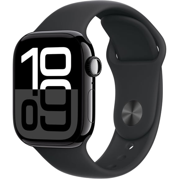 Restored Apple Watch Series 10 GPS 46mm Jet Black Aluminum Case with Black Sport Band - M/L (Refurbished)