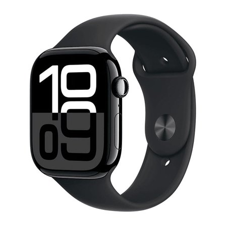 Restored Apple Watch Series 10 GPS 46mm Jet Black Aluminum Case with Black Sport Band - S/M (Refurbished)
