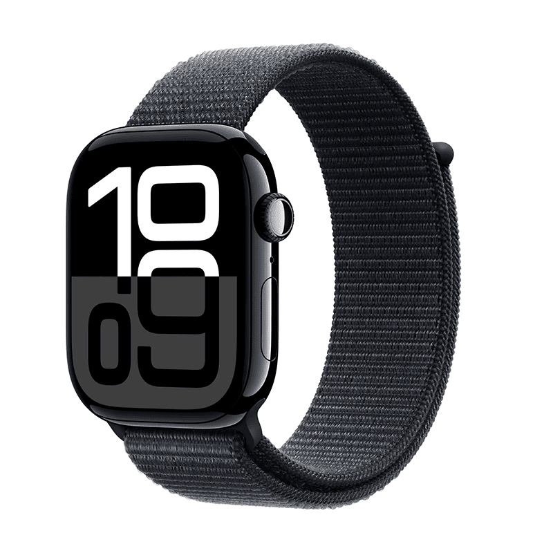 Restored Apple Watch Series 10 GPS 46mm Jet Black Aluminum Case with Ink Sport Loop (Refurbished)