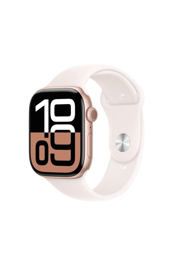 Restored Apple Watch Series 10 GPS 46mm case Smartwatch Rose Gold Aluminium Case Light Blush Sport Band ML. Fitness Tracker ECG App AlwaysOn Retina Display Water Resistant