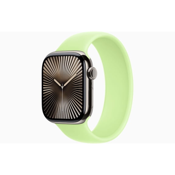 Apple Watch Series 10 GPS + Cellular 42mm Natural Titanium Case with Northern Lights Solo Loop - Medium Band