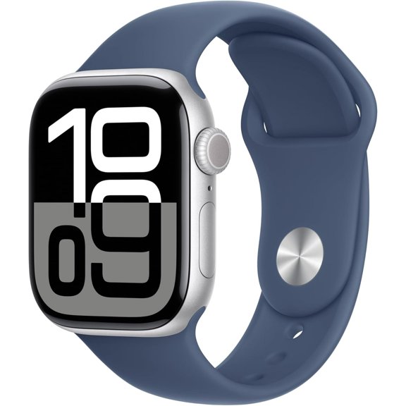Restored Apple Watch Series 10 GPS + Cellular 42mm Silver Aluminum Case with Denim Sport Band - M/L (Refurbished)