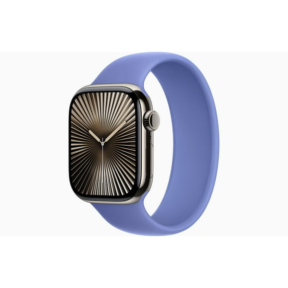 Restored Apple Watch Series 10 GPS + Cellular 46mm Natural Titanium Case with Periwinkle Solo Loop - Medium Band (Refurbished)